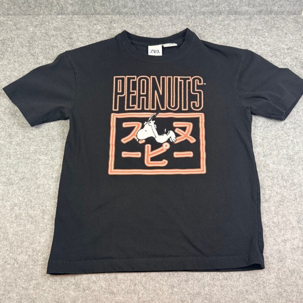 Zara Peanuts Snoopy Graphic Tee Black Japan Style Men Small/Unisex